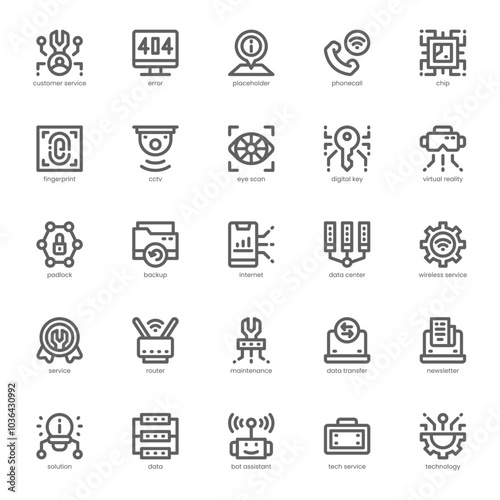 Tech Service icon pack for your website, mobile, presentation, and logo design. Tech Service icon outline design. Vector graphics illustration and editable stroke.