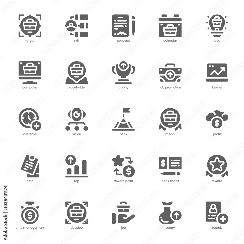 Job Promotion icon pack for your website, mobile, presentation, and logo design. Job Promotion icon glyph design. Vector graphics illustration and editable stroke. Job Promotion icon pack for your website, mobile, presentation, and logo design. Job Promotion icon glyph design. Vector graphics illustration and editable stroke.