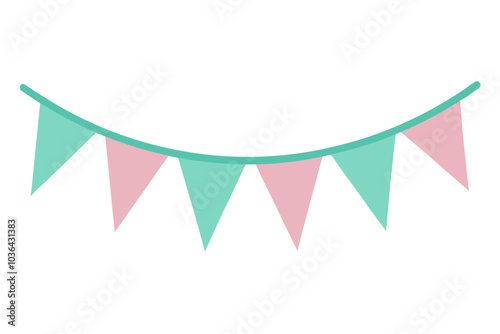 Pastel flags bunting | isolated vector illustration on white background