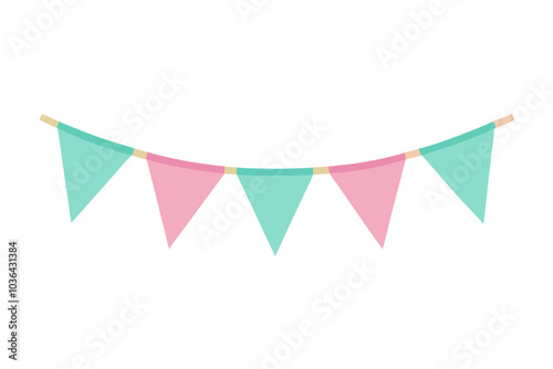 Pastel flags bunting | isolated vector illustration on white background