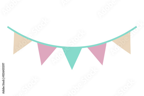 Pastel flags bunting | isolated vector illustration on white background