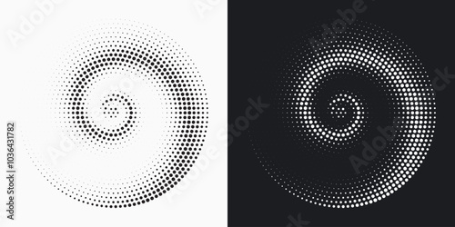 Halftone circular frame logo set. Circle dots isolated on the white background. Fabric design element. Halftone circle dots texture. Vector design element for various purposes.	