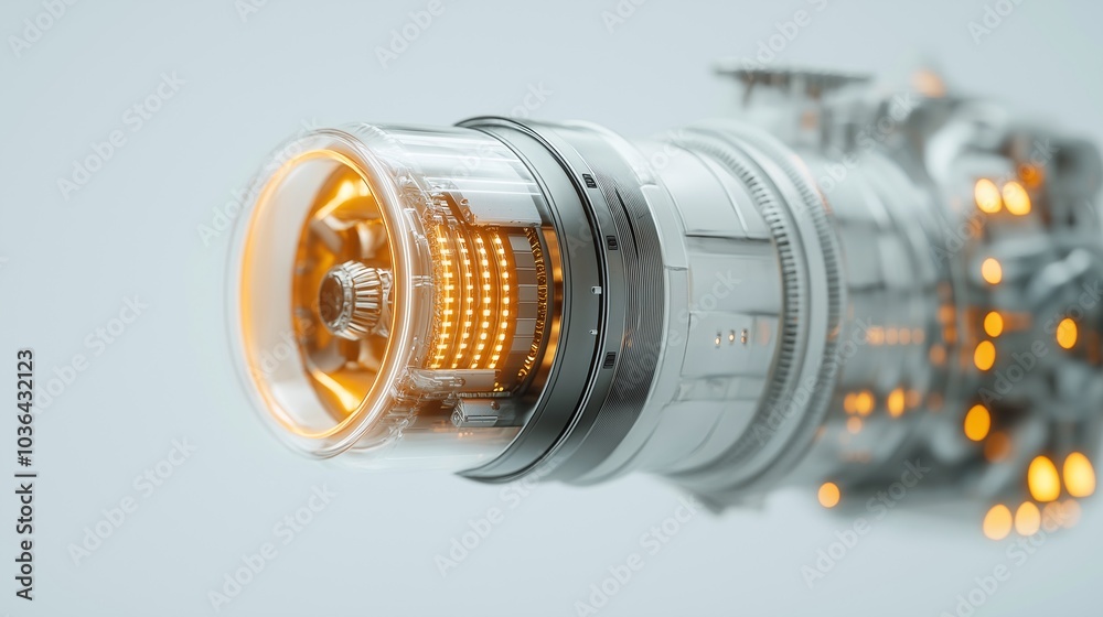 Futuristic Engine Core: A close-up shot of a futuristic engine core, showcasing intricate details and a glowing orange light. It evokes a sense of power and innovation. Futuristic Engine Core: A close-up shot of a futuristic engine core, showcasing intricate details and a glowing orange light. It evokes a sense of power and innovation.