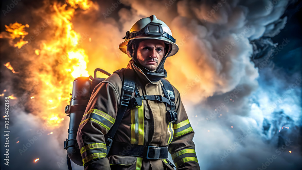 A Firefighter Confronts a Raging Inferno with Courage A Firefighter Confronts a Raging Inferno with Courage