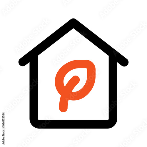 eco house outline color icon