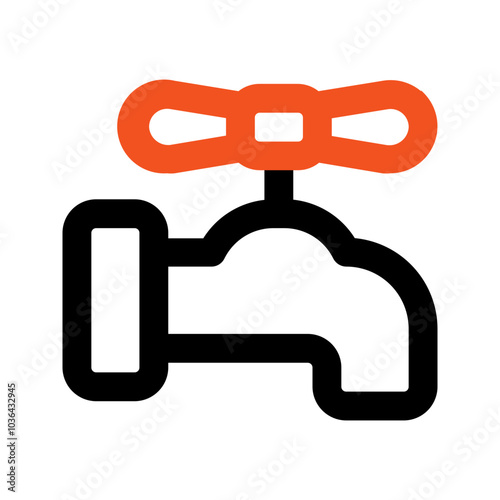 water tap outline color icon
