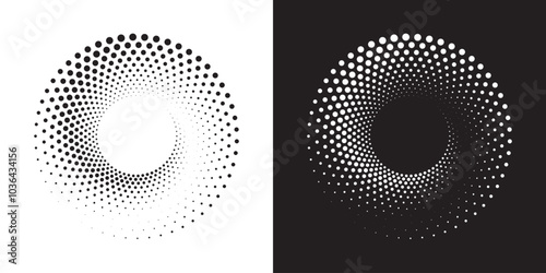 Halftone circular frame logo set. Circle dots isolated on the white background. Fabric design element. Halftone circle dots texture. Vector design element for various purposes.	