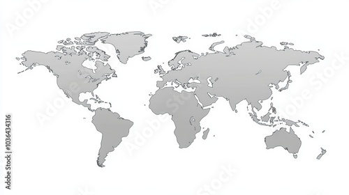 Simple gray world map with white background, continents outlined in black.