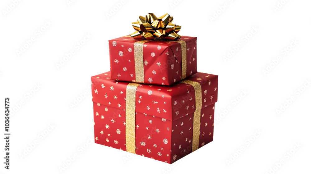 Brightly wrapped red gifts with golden bow create festive atmosphere, perfect for celebrations and special occasions. These presents symbolize joy and generosity Brightly wrapped red gifts with golden bow create festive atmosphere, perfect for celebrations and special occasions. These presents symbolize joy and generosity