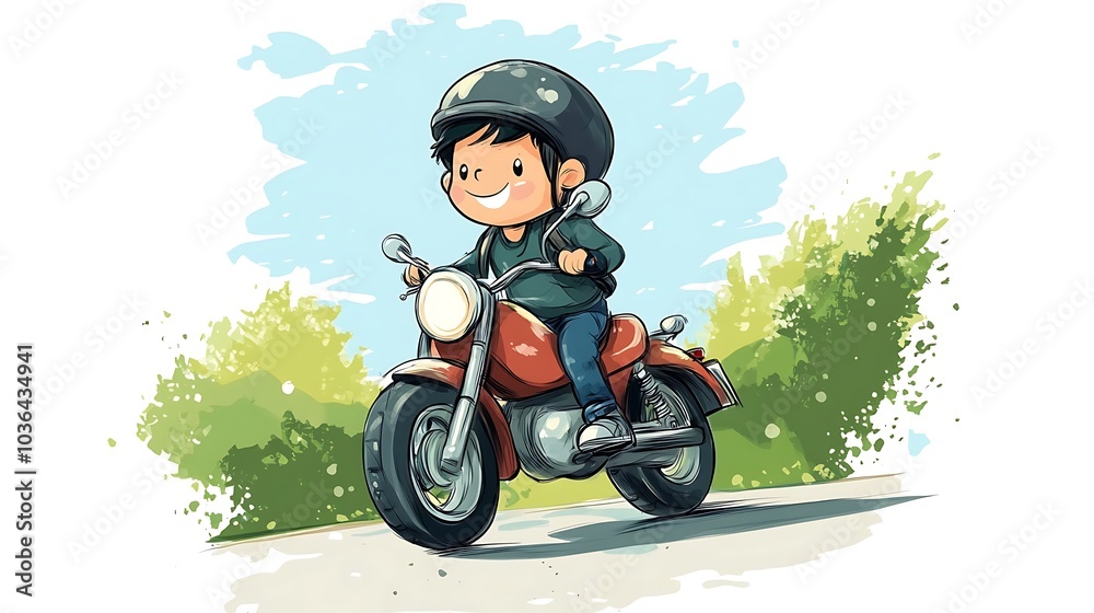Cute Boy Riding Scooter Cute Boy Riding Scooter