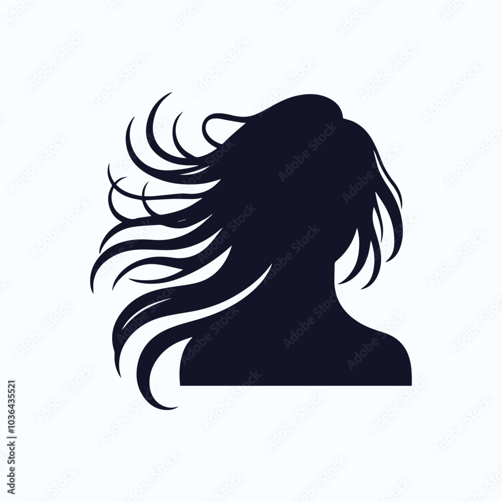 Women hair silhouette, minimalist, vector art illustration Women hair silhouette, minimalist, vector art illustration