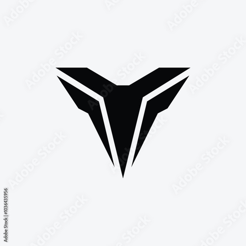 Letter Vt or Vy modern wolf shape typography branding gaming logo