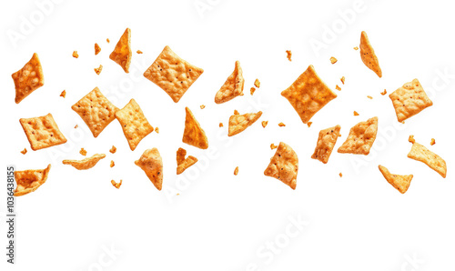 snacks falling on transparent background