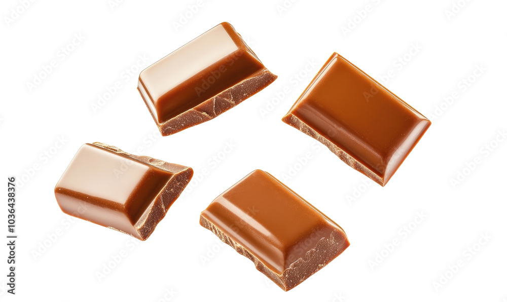 Caramel chocolate bar on transparent background