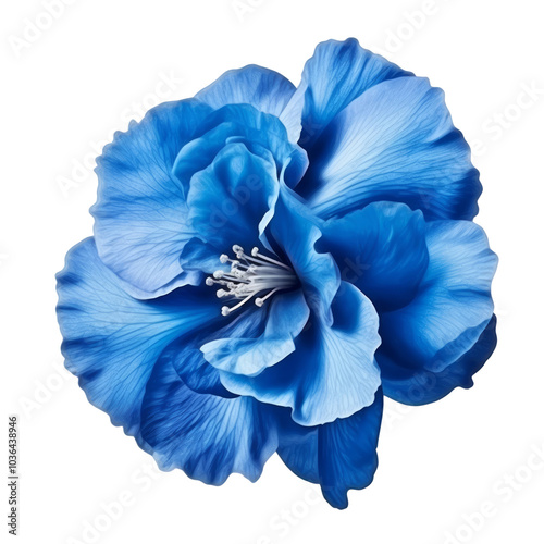 flying blue flower isolated on transparent background cutout