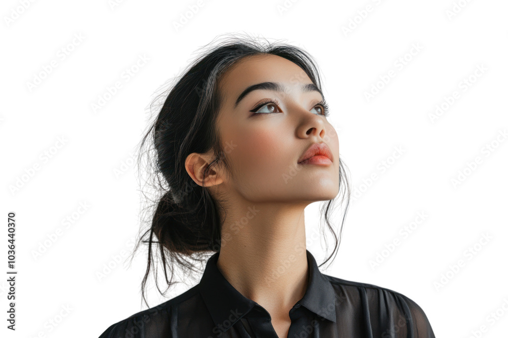 Woman portrait in creative studio isolated on white background Woman portrait in creative studio isolated on white background