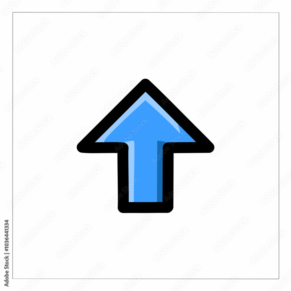 Vector icon of blue arrow on white background. Isolated flat illustration. Vector icon of blue arrow on white background. Isolated flat illustration.