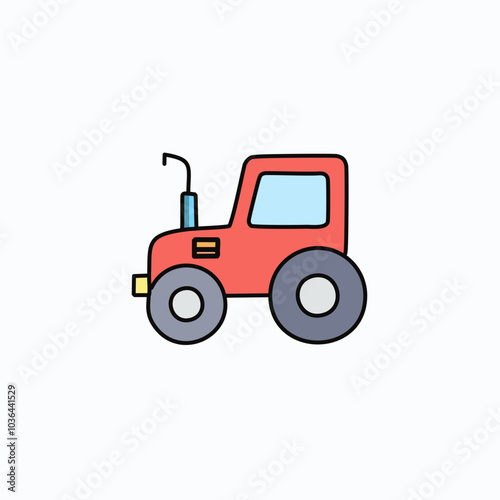 Tractor icon on white background. Vector illustration.
