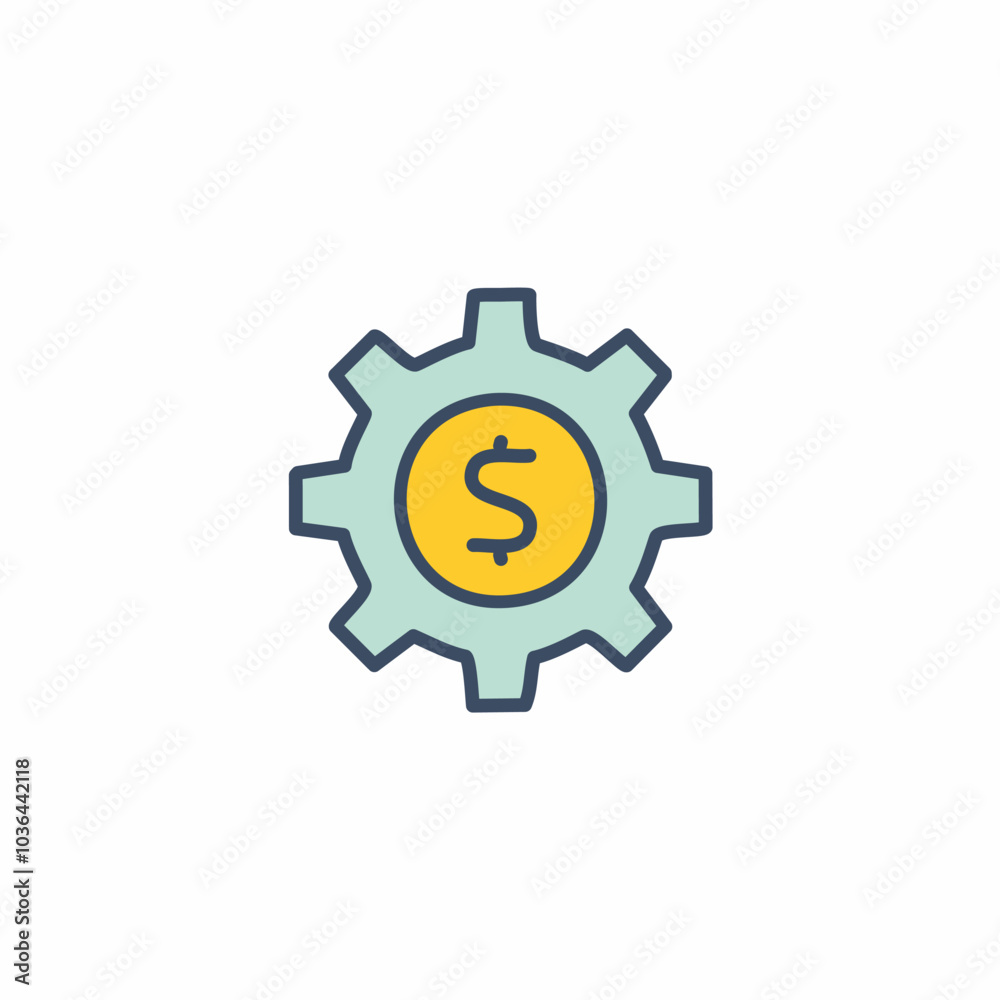 Gear and dollar icon. Business and finance concept. Vector illustration. Gear and dollar icon. Business and finance concept. Vector illustration.
