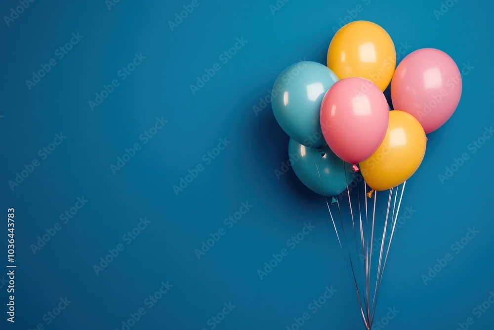Colorful Balloons Against a Vibrant Blue Background Colorful Balloons Against a Vibrant Blue Background