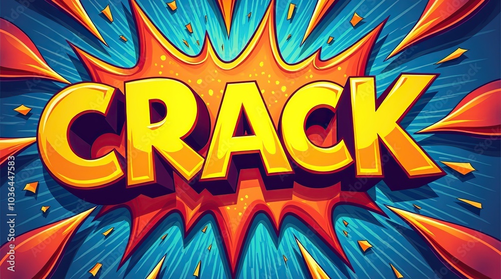 Comic book style crack explosion with vibrant colors Comic book style crack explosion with vibrant colors