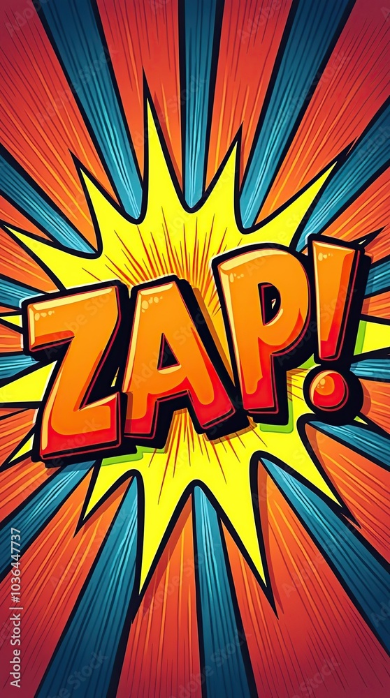 Fototapeta premium Colorful comic book style zap word explosion background