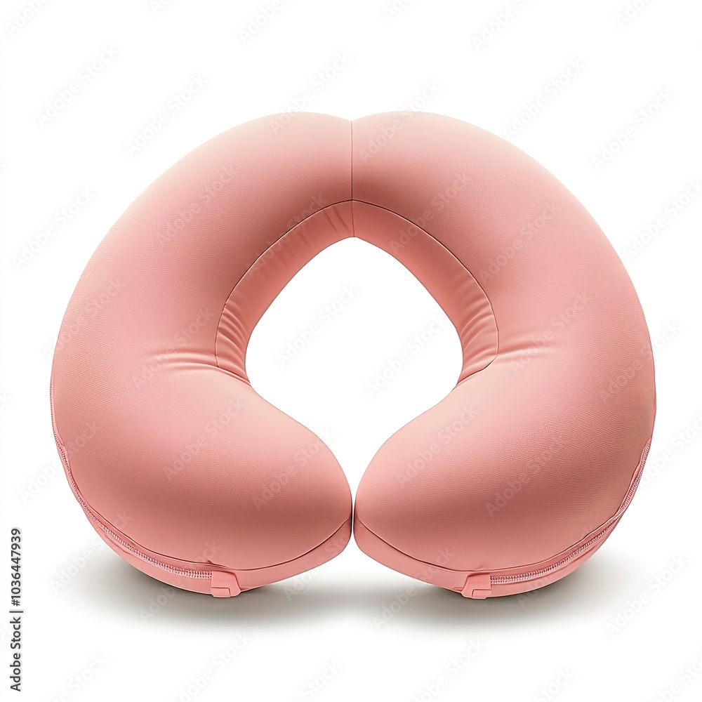 Fototapeta premium Travel neck pillow clipart, travel accessory element, U-shaped design, soft tones, isolated on white background 