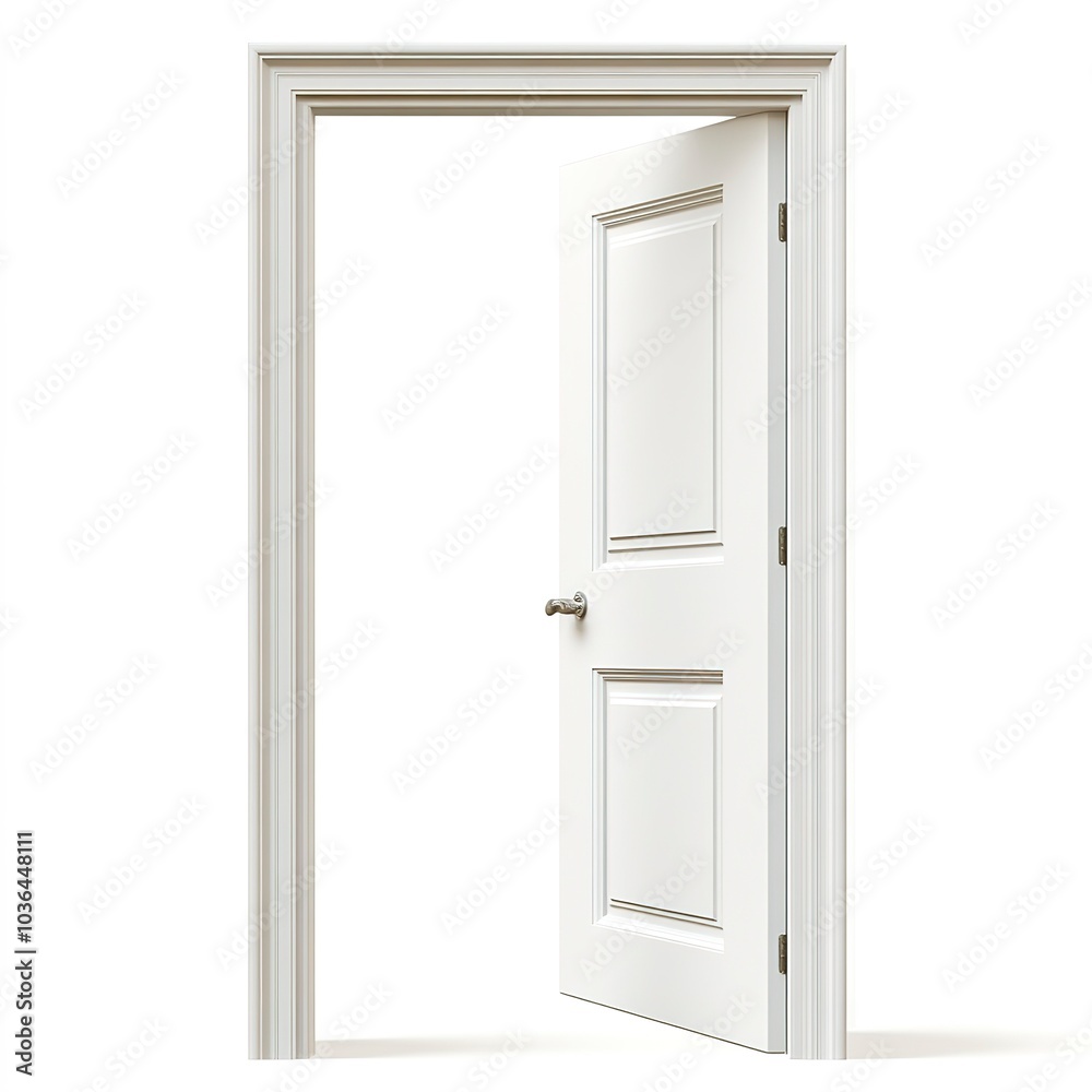 Open door clipart, welcoming element, minimalistic design, white frame, isolated on white background Open door clipart, welcoming element, minimalistic design, white frame, isolated on white background