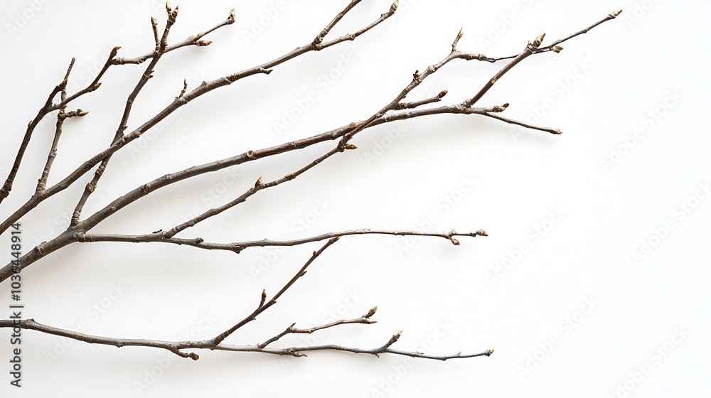 A Bare Branch on a White Background A Bare Branch on a White Background