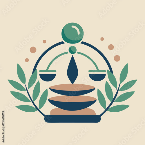 Vintage balance stone wellness logo vector illustration design