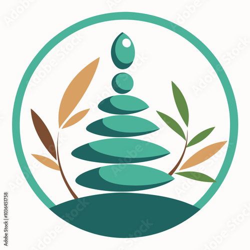 Vintage balance stone wellness logo vector illustration design