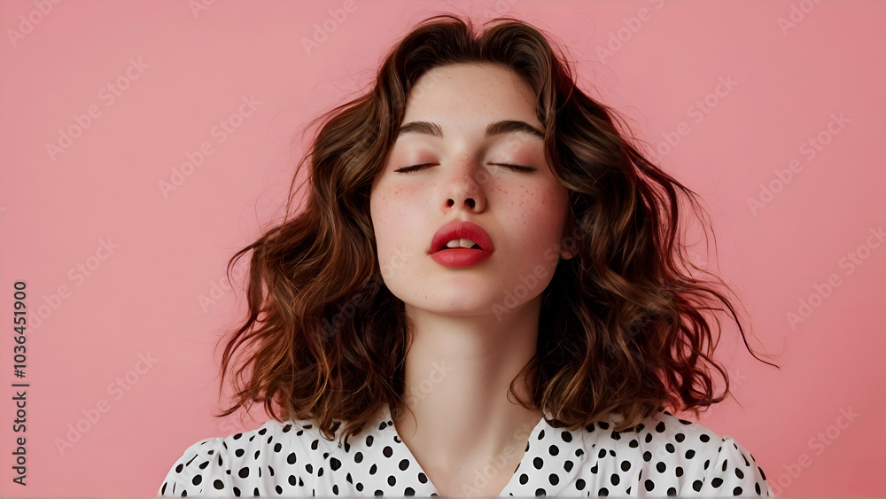 Close-up of a woman's face during an orgasm in bed. Background with selective focus Close-up of a woman's face during an orgasm in bed. Background with selective focus