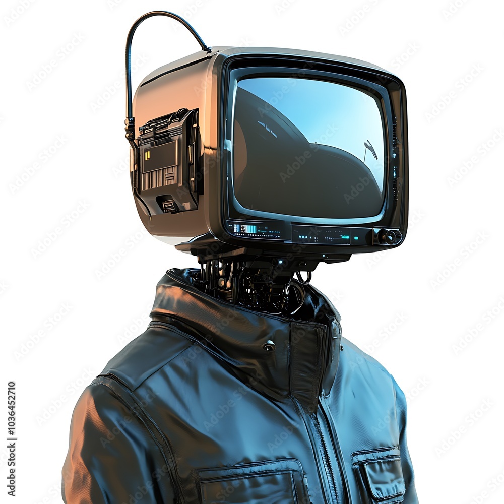 custom made wallpaper toronto digitalRetro TV Robot Wearing a Blue Hoodie