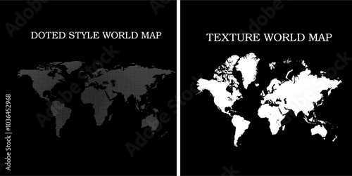 World map vector, isolated on black background. Flat Earth doted world map red abstract.