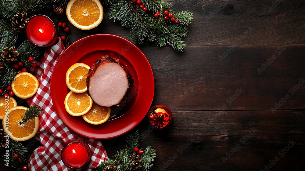 Christmas Ham Dinner Festive Table Setting Christmas Ham Dinner Festive Table Setting
