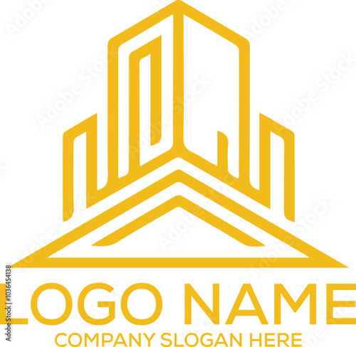House residential real estate logo line art icon label illustration design. Generative AI.