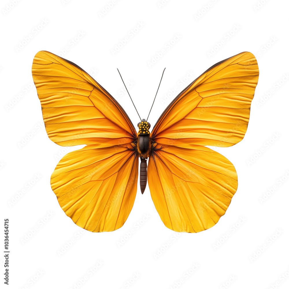 Obraz premium Butterfly with vibrant yellow wings isolated on transparent background.