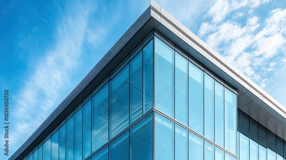 Glass facade exterior for modern buildings, with large, floor-to-ceiling windows that create an open, airy feel. The sleek glass design is complemented by metal framing and energy-efficient coatings Glass facade exterior for modern buildings, with large, floor-to-ceiling windows that create an open, airy feel. The sleek glass design is complemented by metal framing and energy-efficient coatings