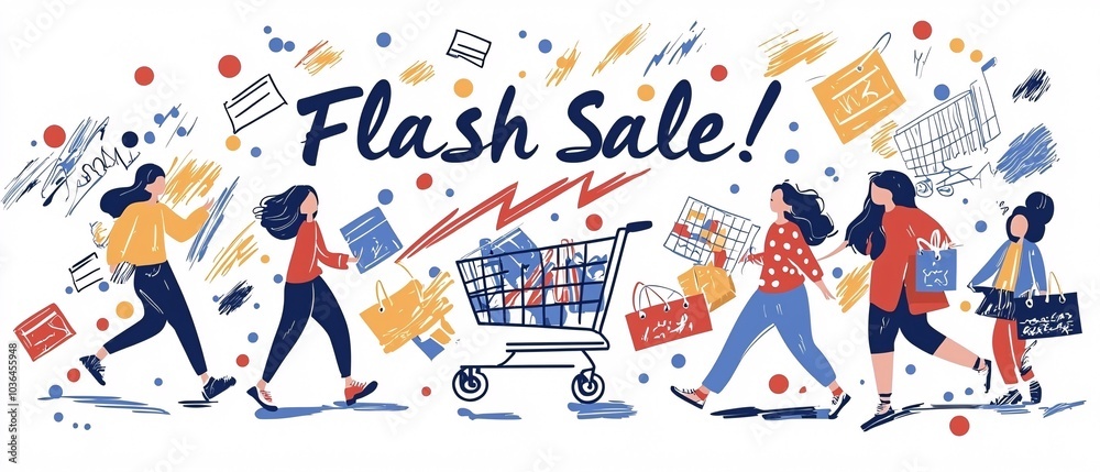 Fototapeta premium Exciting Flash Sale Shopping Illustration