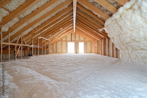 Insulation contractors installing roof insulation in a new residential build, ensuring that the home is properly sealed and protected from heat loss for long-term energy savings