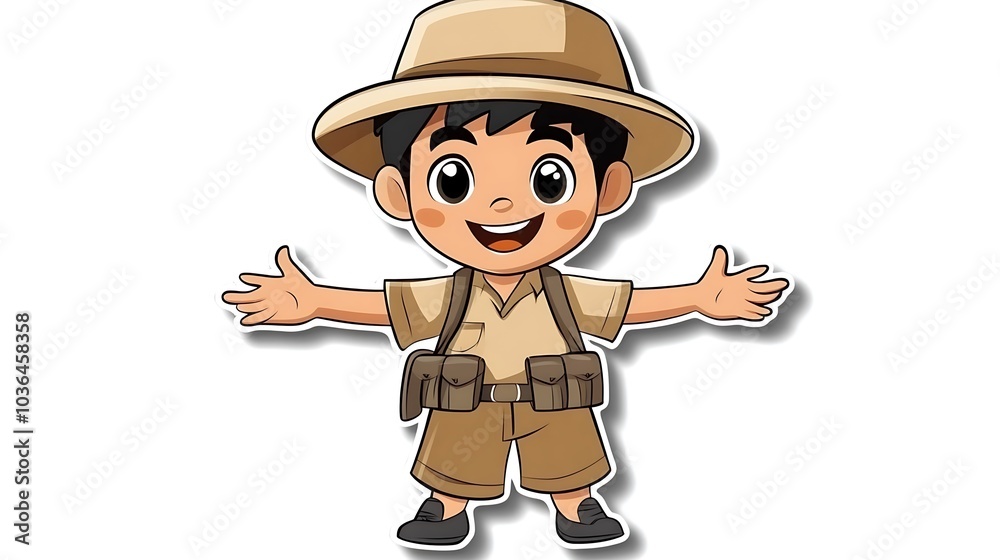 Smiling Explorer Cartoon Smiling Explorer Cartoon