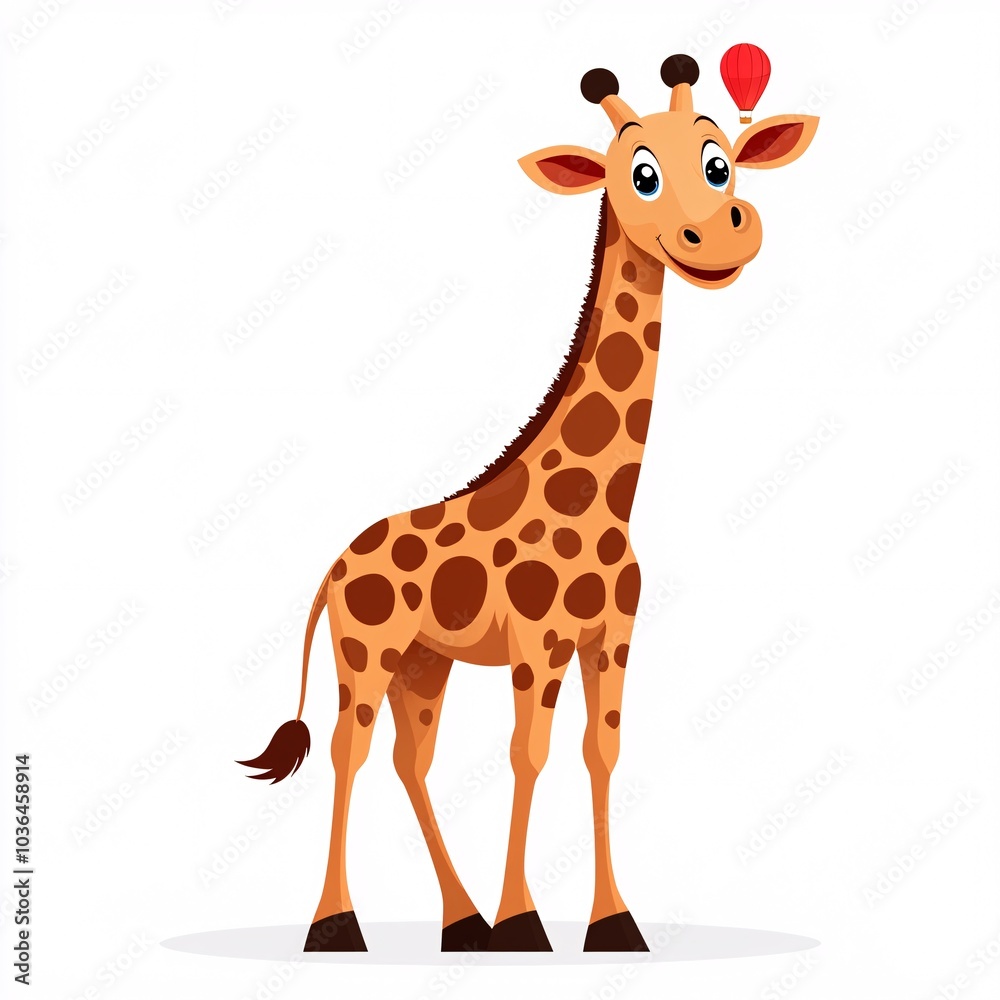 Cute Cartoon Giraffe in a Hot Air Balloon Ride Cute Cartoon Giraffe in a Hot Air Balloon Ride