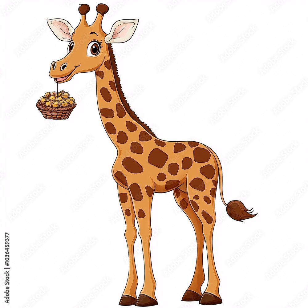Fun Cartoon Giraffe with Treasure Basket Fun Cartoon Giraffe with Treasure Basket