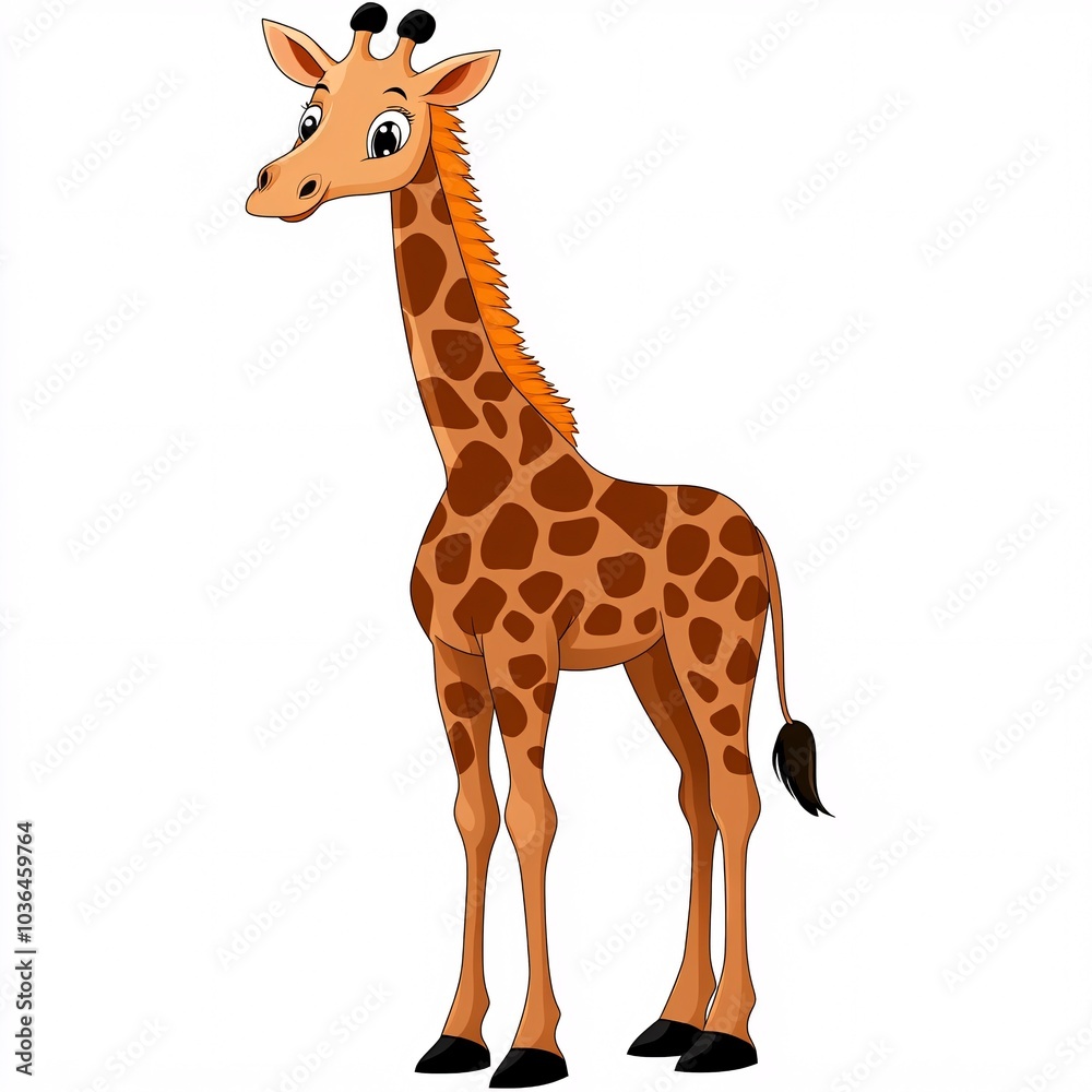 Cute Cartoon Giraffe Having Fun on a Farm Cute Cartoon Giraffe Having Fun on a Farm