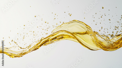 Flowing Olive Oil with Golden Droplets Suspended in Mid-Air - A Fresh Splash of Culinary Liquid. Image made using Generative AI