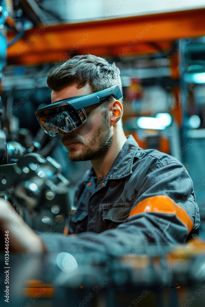 Augmented Reality for Maintenance: Technician using AR glasses to receive guidance and information for equipment repair and maintenance Augmented Reality for Maintenance: Technician using AR glasses to receive guidance and information for equipment repair and maintenance