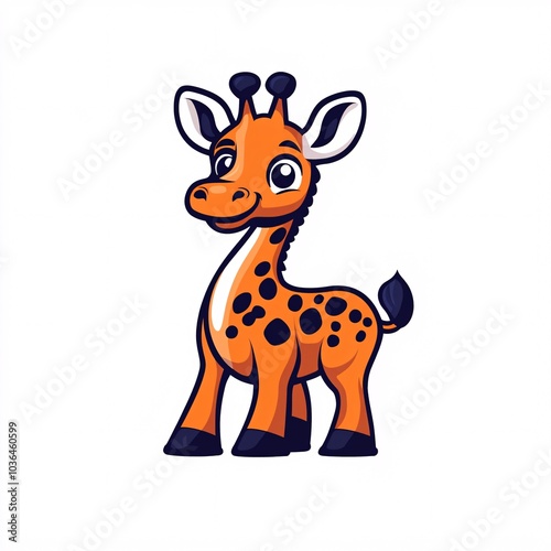 Cute Cartoon Giraffe Cheering for Friends at Sports Game