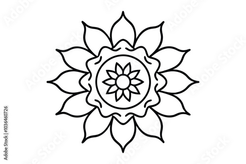 Intricate Floral Mandala Design for Coloring and Relaxation