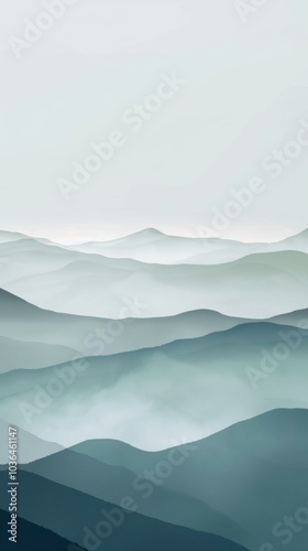 Misty mountain landscape with soft colors. AI.