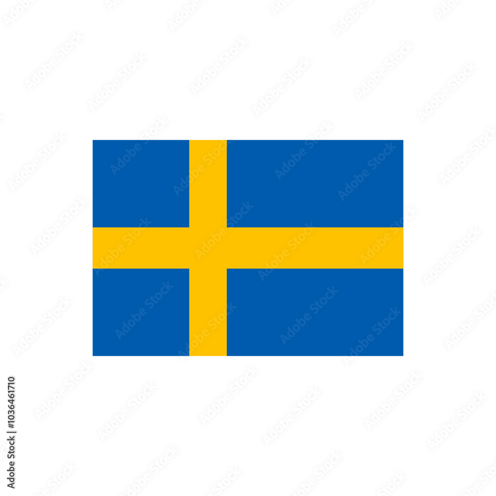 National flag of Sweden. Swish country flag vector illustration isolated on white National flag of Sweden. Swish country flag vector illustration isolated on white